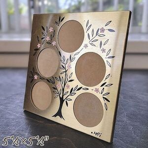 Vtg 5-photo gold tone artist printed picture frame 5.5 × 5.5